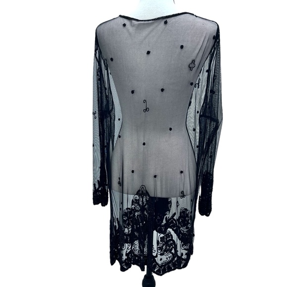 STERLING STYLES BLACK SHEER MESH BEADED EVENING JACKET - Picture 9 of 15